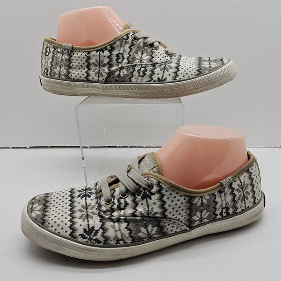 Keds Taylor Swift Shoes Womens Size 8.5 Gray Fair Isle Low Top Sneakers Flats - Picture 1 of 8